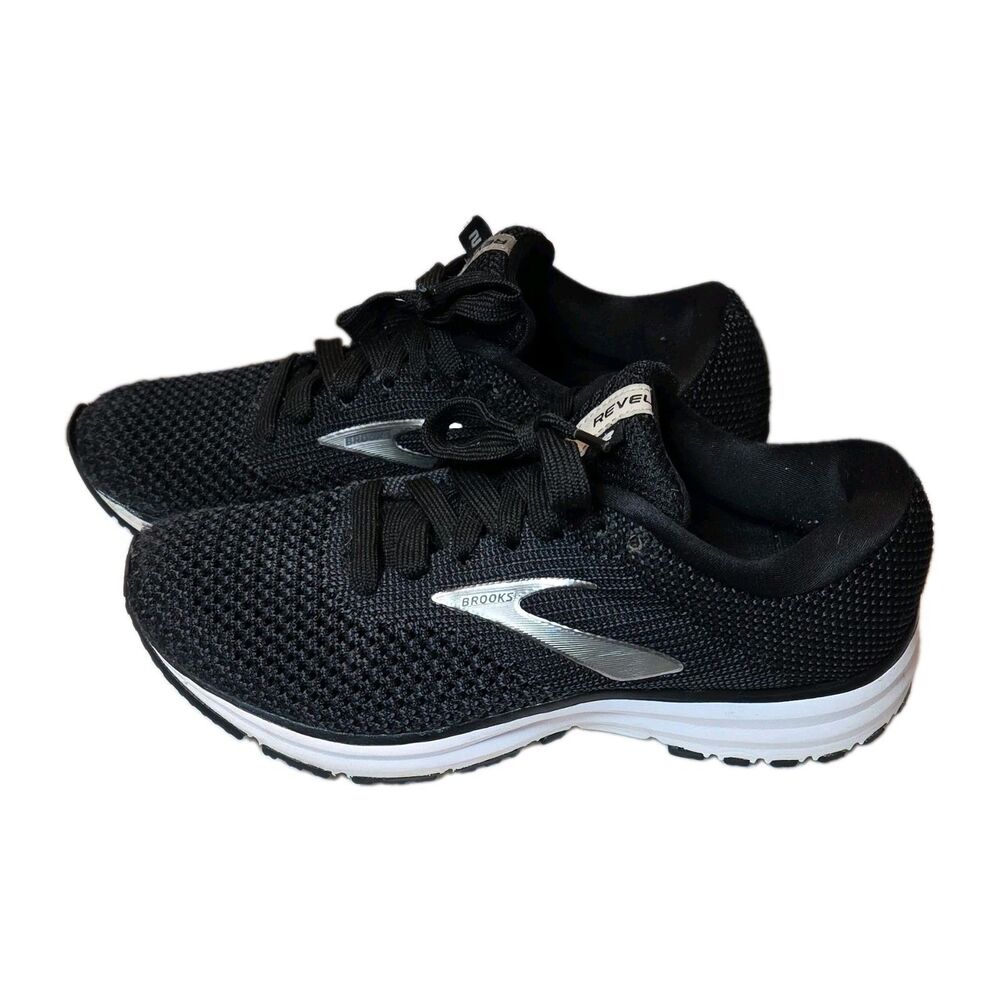 Brooks Revel 2 Black Knit Lace-Up Running Sneaker 120281-1B-050 Women's Sz 7.5 B